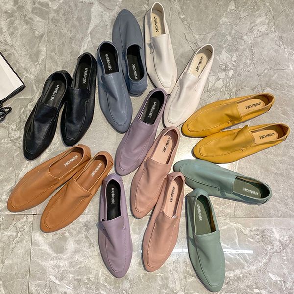 

concise loafers women flat shoes soft genuine leather pu moccasins female casual ballet flats slip on ballerina woman chic style c1011, Black;white