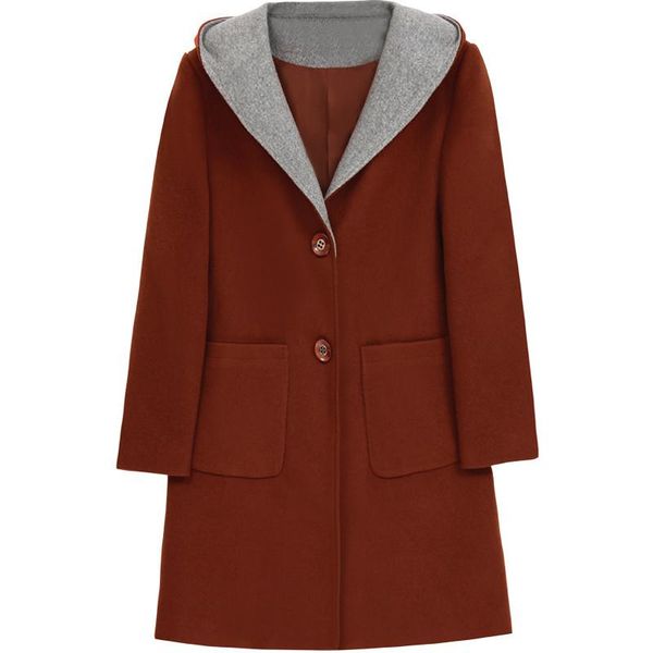 

women's wool & blends plus size 5xl women woolen coat autumn winter mother clothes long hooded windbreaker female single-breasted 943, Black