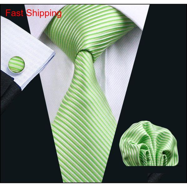 

wedding green stripe silk mens tie set hankerchief cufflinks jacquard woven tie set business work formal meetin qylngo queen66, Black;blue