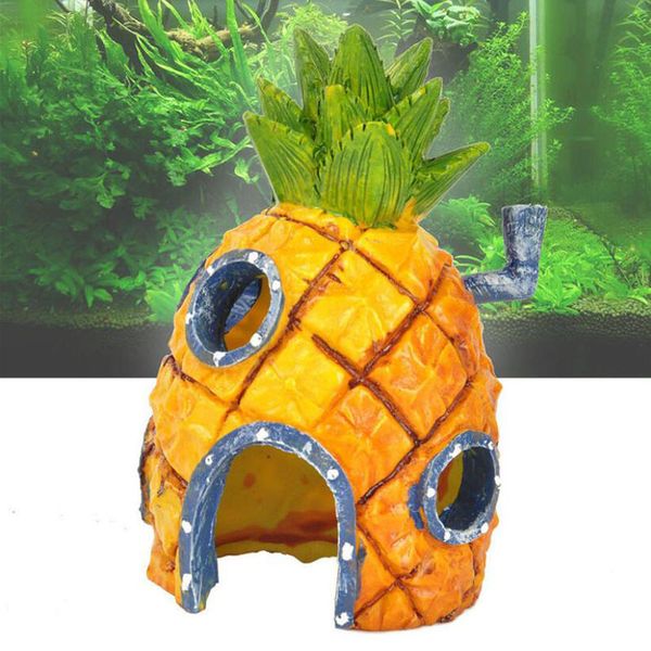 

decoration, pineapple house, krab krusty, squid, tentacles, aquarium landscape design, resin decoration