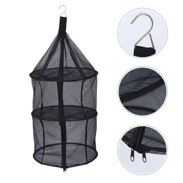 

folding sun-drying net multifunction drying net three layer storage bag (black)