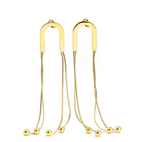 

stainless steel drop earrings for woman female rose gold plating long tassel party engagement dangling earring gift, Silver
