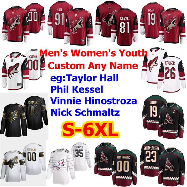 

s-6xl golden edition arizona coyotes jerseys 1 eric comrie john hayden johan larsson tyler pitlick adin hill hockey jerseys custom stitched, Black;red