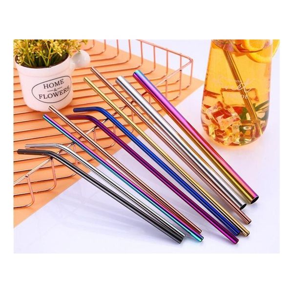 

eco-friendly stainless steel straw set with cleaner brush colorful straw reusable drinking straws for party weddi jllswq lajiaoyard
