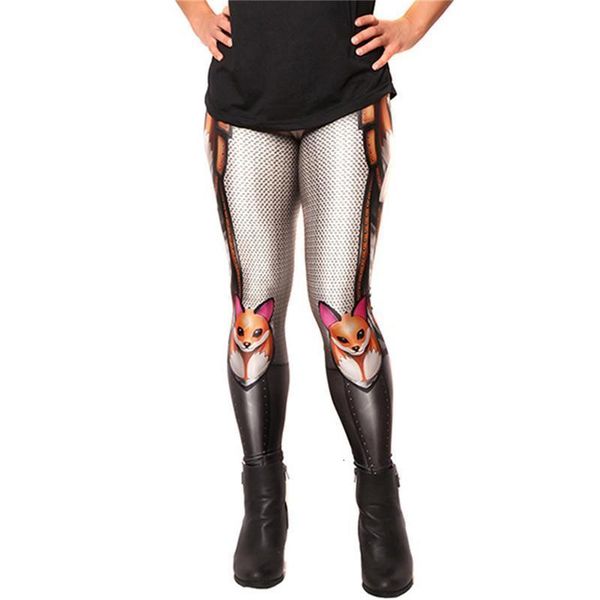 

woman leggings cute fox high waist legins fitness leggins 3d printed women leggings drop shipping good quality, Black