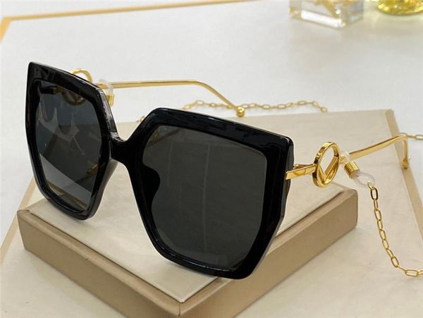 

new fashion design woman sunglasses 0410s square plate frame popular simple style with ear chain design uv 400 protective glasses, White;black