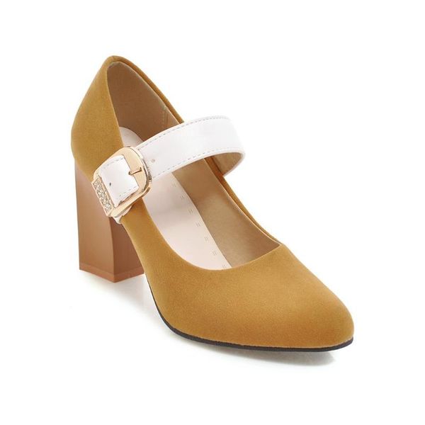 

18 years during the spring and autumn fashion thick with high with shallow mouth buckle size size 31 18613-48 women's shoes boom, Black