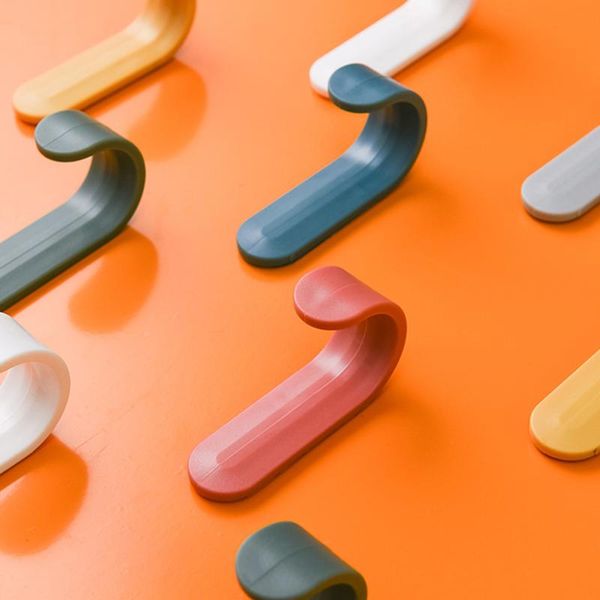 

hooks & rails 4pcs strong hook sticky kitchen bathroom living room storage holder wall mount j-shaped seamless nail-free