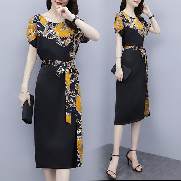 

womens big plus size designer dressed in fat business ladies work dress casual thin 52cx, Black;gray