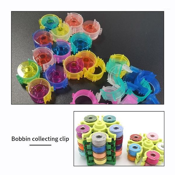 

40pcs silicone elastic sewing bobbin clips reusable thread spool clamps holder quilting sewing accessories random color1, Black