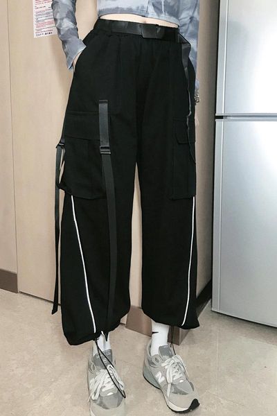 

jasmine black work clothes casual pant women's autumn 2020 new loose bf high waist pants trousers, Black;white