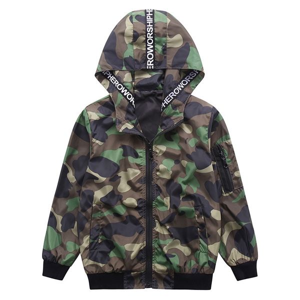 

spring boys jacket brand children outerwear sport camouflage jackets coats boys clothes windbreaker kids hooded jacket y200901, Blue;gray