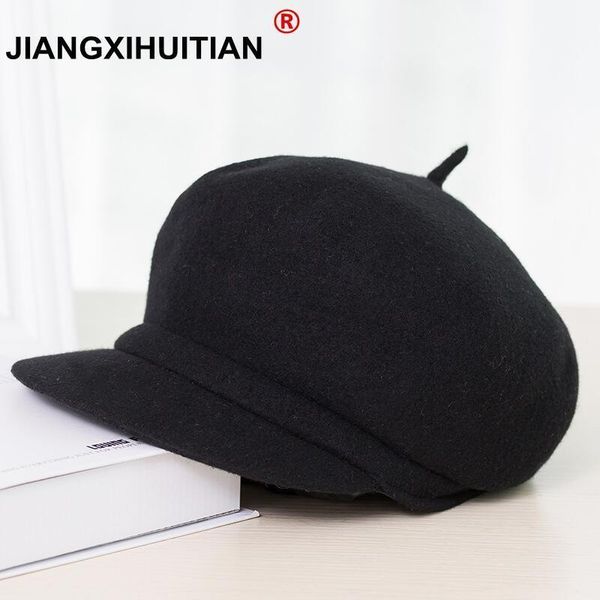 

супер теплый исполнитель real wool hat берет для мужчин и женщин вскользь boina gorras планас vintage beanie шляпы cap winter warm casquette, Black;white