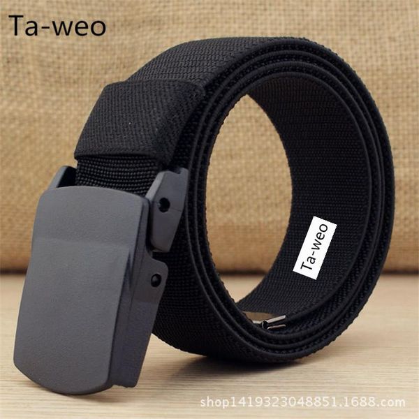 

casual high elastic belt, plastic automatic buckle belt, men's canvas belts belt length 100 110 120 135 160 cm, Black;brown