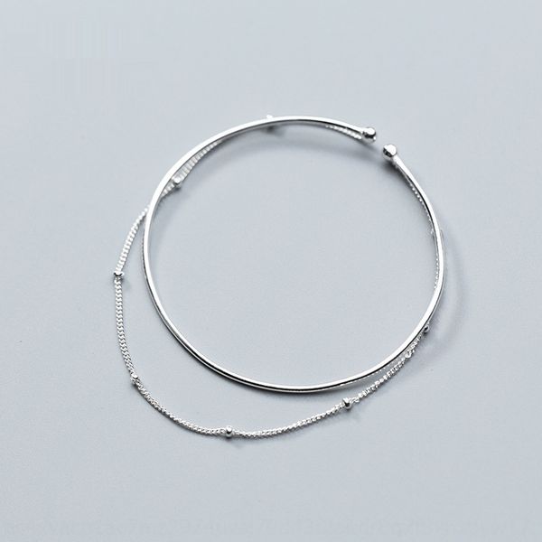 

s925 silver female korean fashion double round bead feminine temperament simple hand bracelet braceletbracelet jewelry female s2607 eajgp ea, Golden;silver
