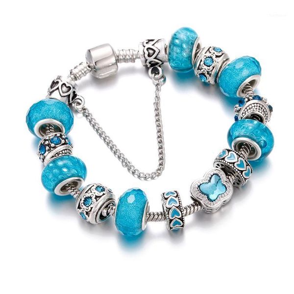 

luxury crystal beads bracelets bangles plated heart-shaped pendant charm bracelet for women friendship pulseira fashion jewelry1, Golden;silver