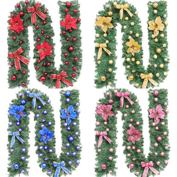

270cm original green christmas garland party decoration merry rattan cane xmas wreath home yard decor dwb1013
