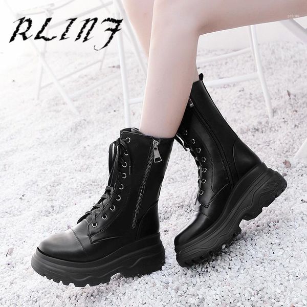 

boots rlinf chinese tube british wild with the knights cake thick platform women's boots1, Black