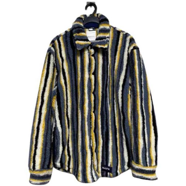 

men's casual shirts napa by martine rose striped cashmere jacket, White;black