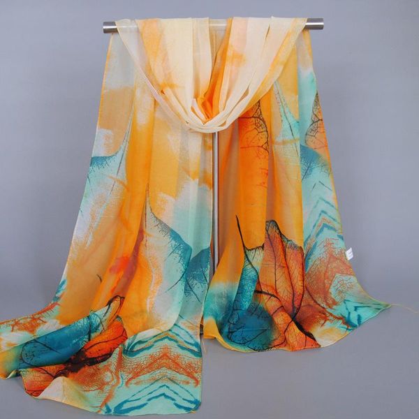 

версия для печати цветочного листьев шифон шелкового шарф женщины моды марка повседневных шали тонкого sjaal бич лето echarpes foulard хиджа, Blue;gray