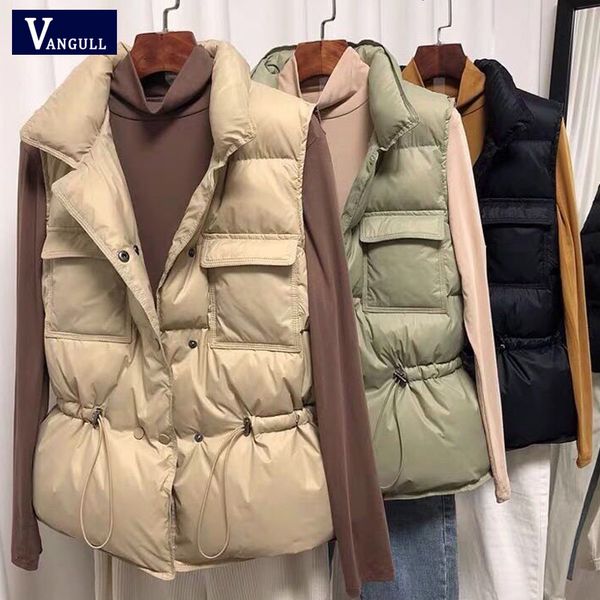 

vangull new ultra light women short vest windproof lightweight warm waistcoat female white duck down coat sleeveless, Black;white