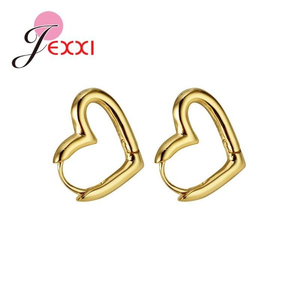 

hoop & huggie cute hollow big heart earrings for women simple 925 sterling silver trendy romantic jewelry nice gifts, Golden;silver