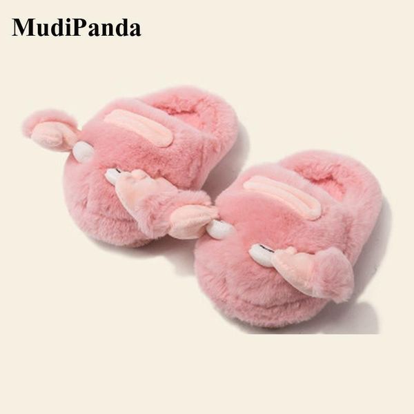 

slipper mudipanda children' winter slippers kids indoor plush shoes for girl cute animal warm non-slip pvc bottom toddler shoe1, Black;grey