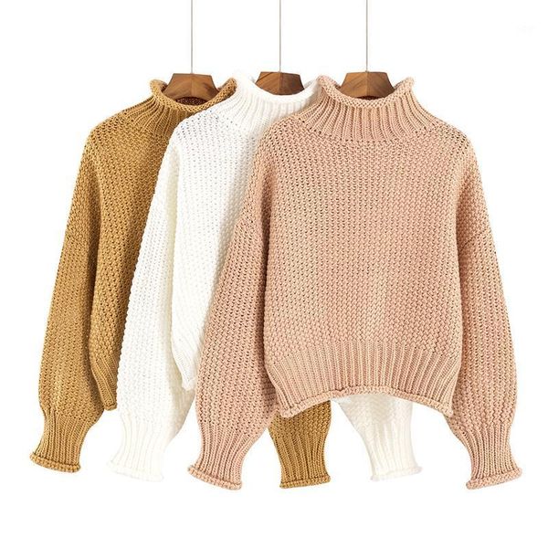 

gigogou winter women solid turtleneck sweater loose casual oversized pullovers basic coarse female jumper christmas pulll1, White;black