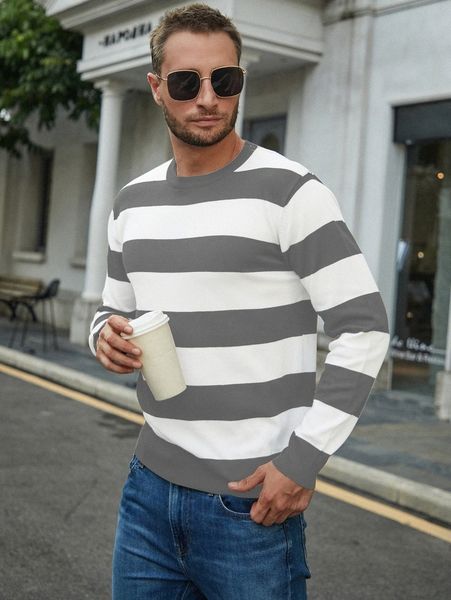 

men striped sweater without shirt s942#, White;black