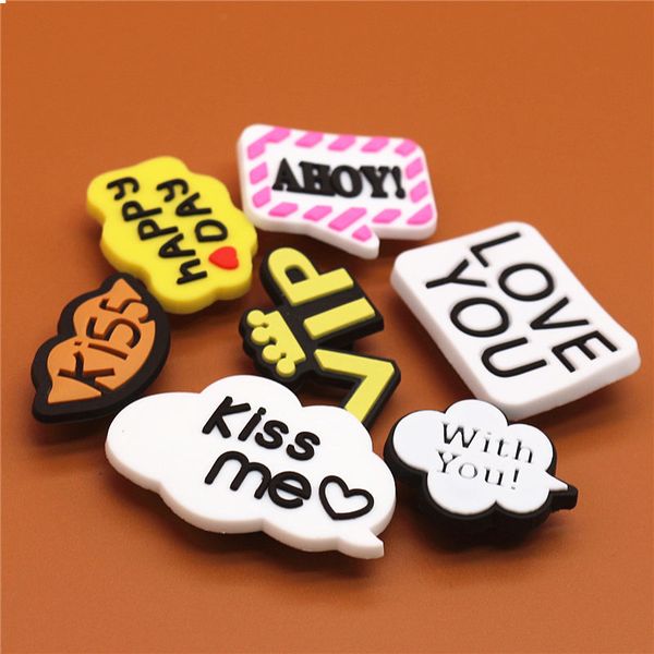 

1pcs confession pvc shoe charms shoe accessories sandals decoration kids favor kawaii cute x-mas gift letters style love you kiss me, White;pink
