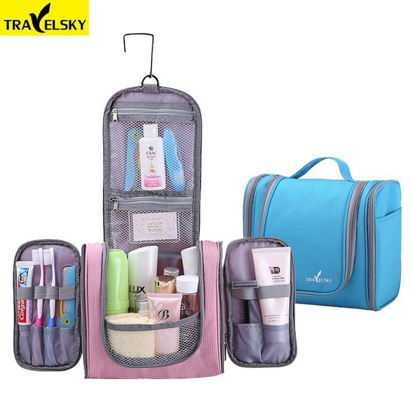 

2pcs/set travelsky large capacity wash bag for family travel toilet hanging makeup organizerbag waterproof wear-resisting 13549