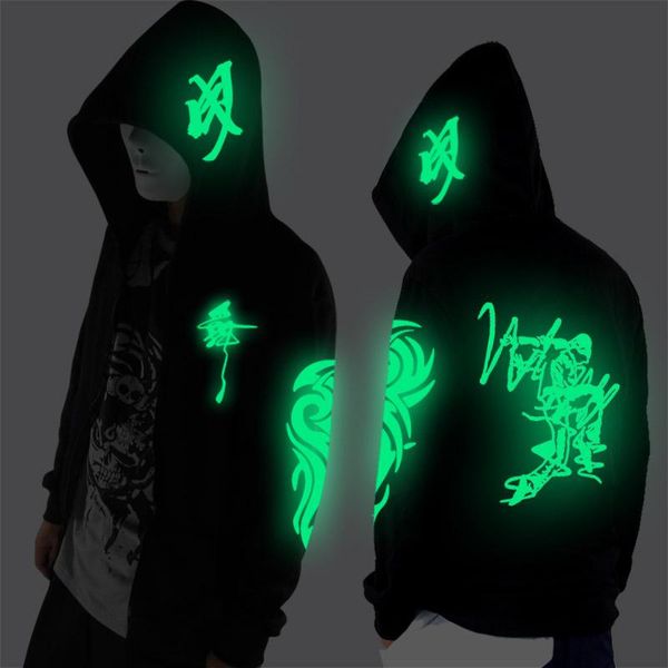 

men's jackets noctilucent long-sleeved jacket clothes loose coat and students fashion clothing dance night shining ghost ja381, Black;brown