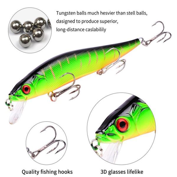 

1pcs 14cm 22.7g ater wobbler 3d eyes fishing lure minnow hard bait 3 fish hooks crankbait floating fishin qylobn
