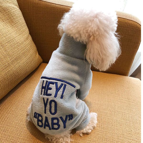 

winter new pet four feet high collar comfortable plush embroidery teddy is warmer than bear dog cloth