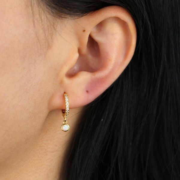 

new fashion opal style fresh and simple temperament opal charm round disc charm earrings female jewelry women gift wholesale, Silver