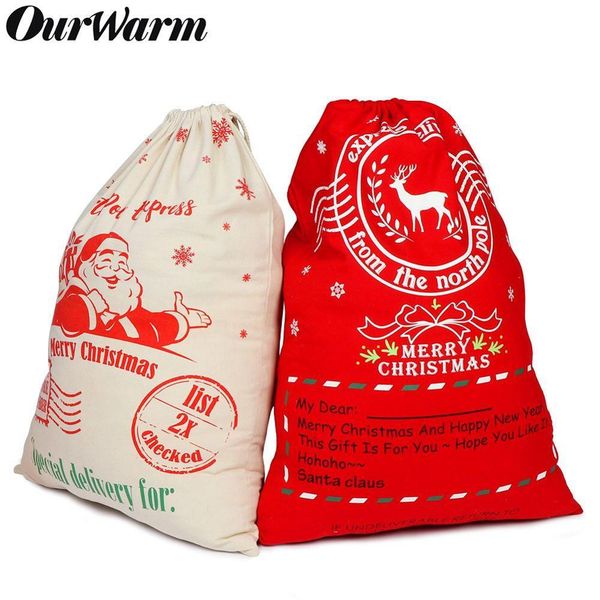 

ourwarm christmas santa sack canvas bags new year personalised gift bag large white and red canvas gift bags 5070cm wmtvyb comb2010