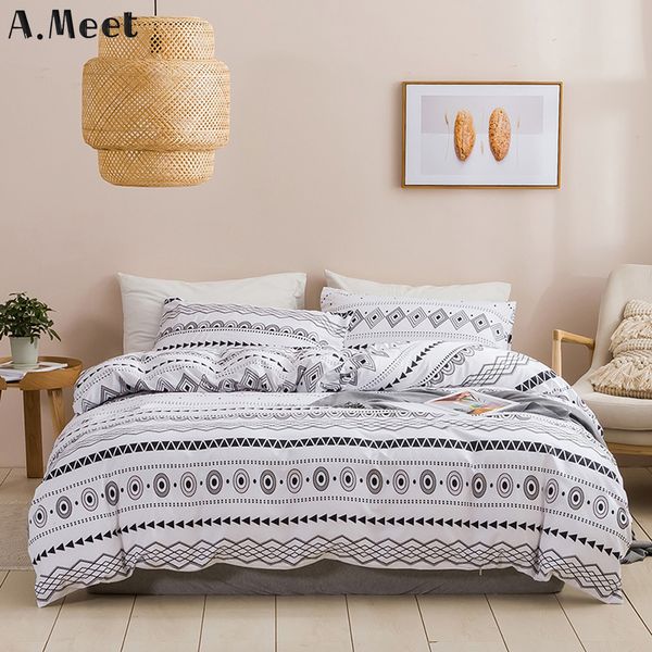 

nordic bedding set queen quilt cover princess white and black king couple plain duvet bed linen pillowcases housse de couette