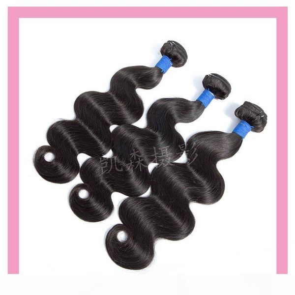 

peruvian unprocessed human hair extensions three pieces wholesale body wave 3 bundles hair products 8-30inch remy hair wefts, Black