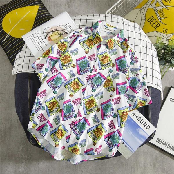 

mens summer fashion shirts casual short sleeve beach loose casual blouse hip hop shirt harajuku japanese anime shirt 5.23, White;black