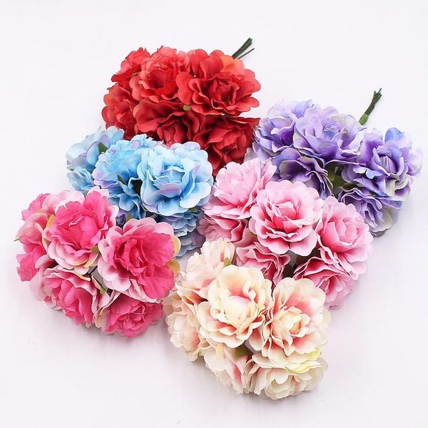 

6pcs/lot artificial flowers mini peony flower for wedding party home decoration handmade diy craft box garland scrapbook jllkdl