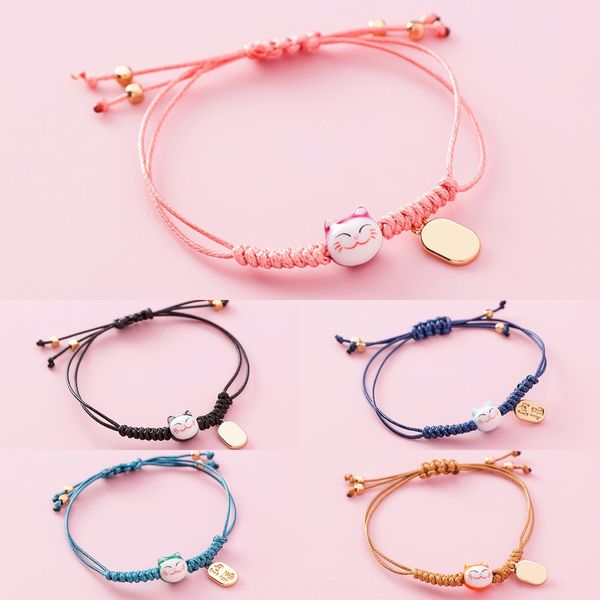 

simple lovely ceramic bracelet ceramic cat bracelet female fresh student hand woven kitten tassel hand string gift for women nxzg4, Golden;silver