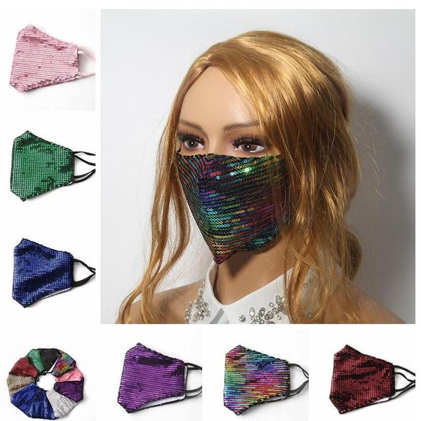 

cgy22 sequins mask masks designer face dust-proof double sun-proof washable cotton face mouth cover lining reusable styles 6 fashion tapsc