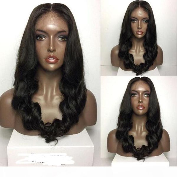 

malaysian body wave human hair lace front wig full lace human hair wig with baby hair glueless lace wig, Black;brown