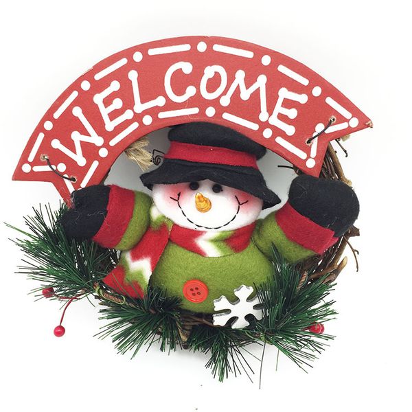

2020 large christmas wreath santa claus snowman deer solid wood rattan ring pendant christmas decoration door hanger