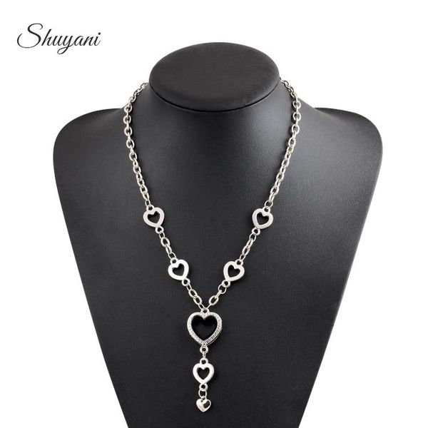 

5pcs new rhinestone heart locket pendant necklace jewelry magnetic glass living memory heart pendant for women, Silver
