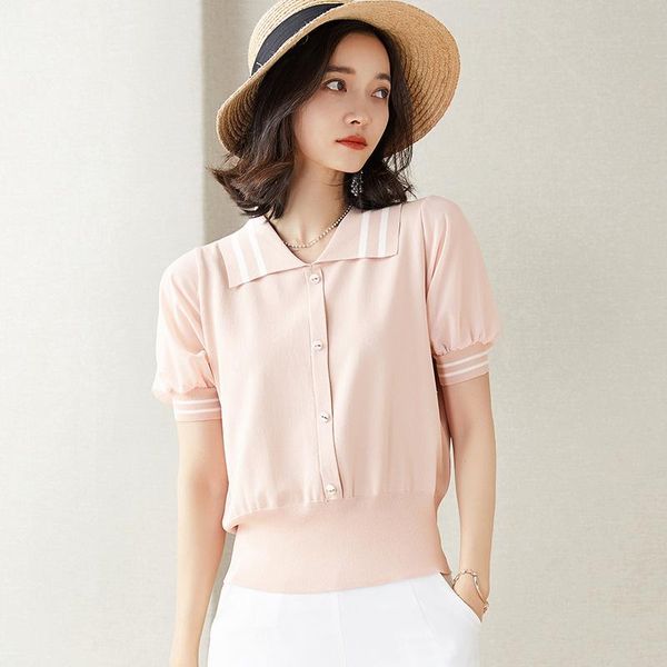 

korean style summer office lady shirt casual cool womens shirt short sleeve polos para mujer women t-shirt eh50po, White