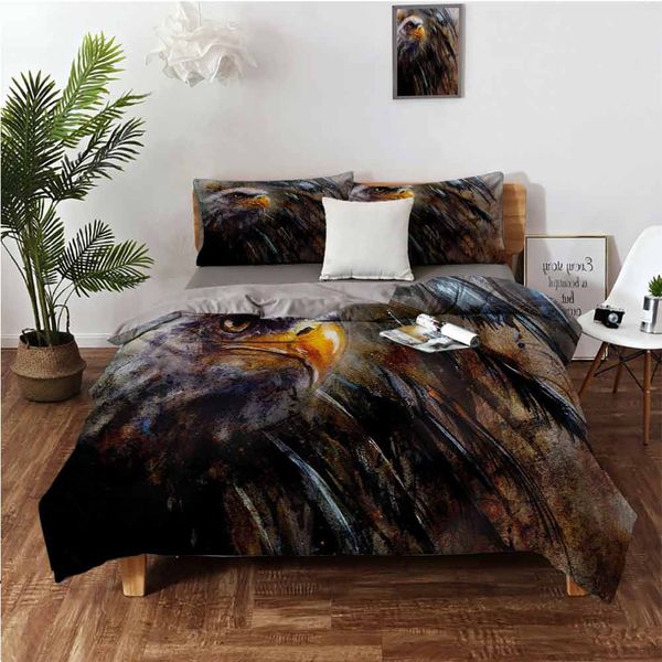 

живопись стиль птицы с черными перьями на абстрактный символ фон usabedding 3-х частей