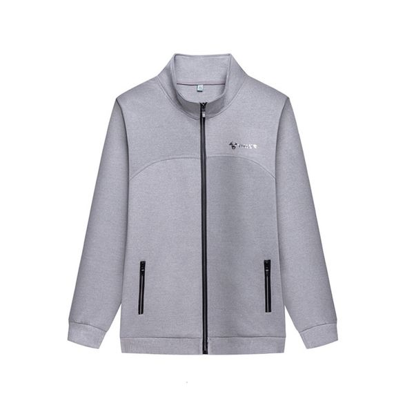 

can korean zipper baseball be uniform printed with solid color stand collar sweater, Gray