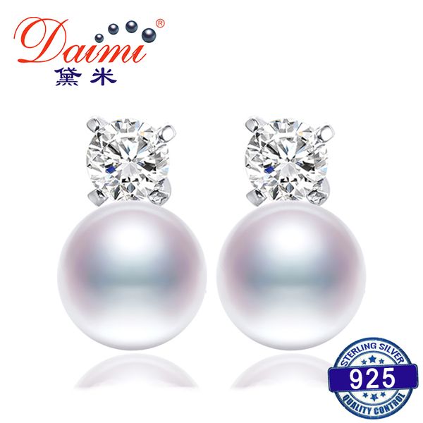 

daimi shinny studs earrings 925 silver earrings pearl earrings fine jewelry gifts for women new white/pink/purple/black 201223, Golden;silver
