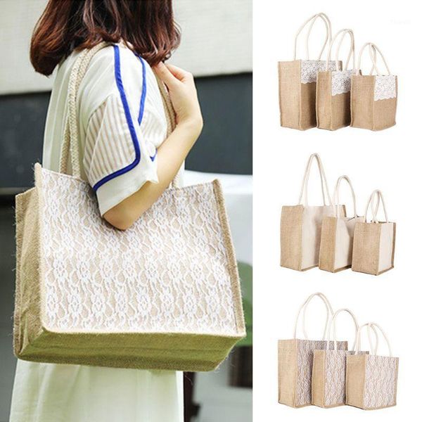 

women handbag lace linen tote casual reusable shoulder shopping bag satchel 2019 tote large capacity female casual bags1